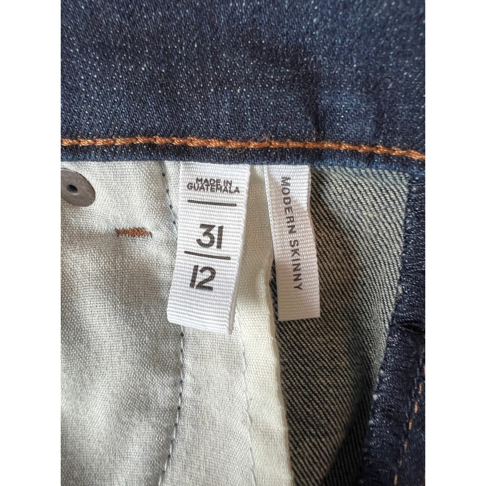 LOFT Jeans Women 12/31 Blue Modern Skinny Dark Wash Stretch Denim Distressed - Picture 4 of 10